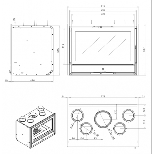 Каминная топка Rocal RCr 80 Classic_1 Каминная топка Rocal RCr 80 Classic_1