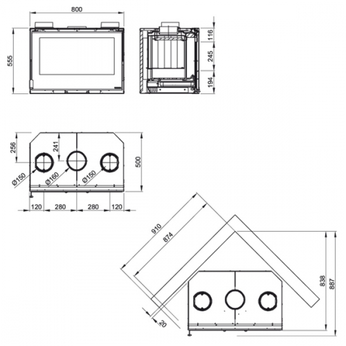 Каминная топка La Nordica Insert 80 Crystal Wentylator_1 Каминная топка La Nordica Insert 80 Crystal Wentylator_1