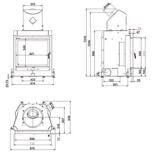 Каминная топка Brunner Compact 57/67 прямое стекло, горизонтальное открытие (без подъема)_2 Каминная топка Brunner Compact 57/67 прямое стекло, горизонтальное открытие (без подъема)_2