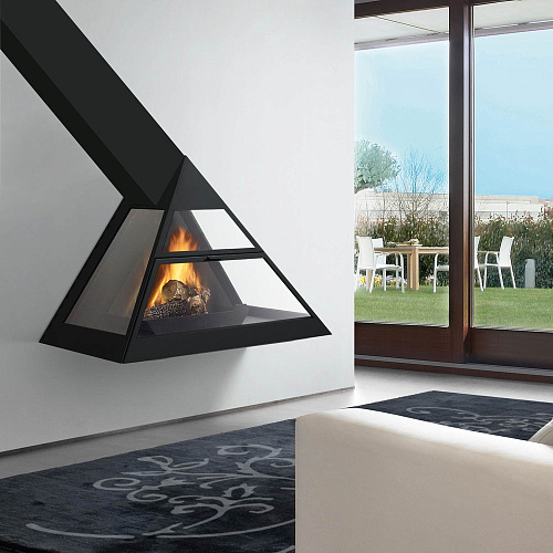 Камин Admeto, фронтальный, подвесной, с накл. трубой влево, черный (Traforart)_0 Камин Admeto, фронтальный, подвесной, с накл. трубой влево, черный (Traforart)_0